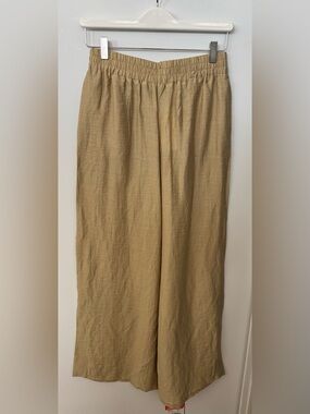 Zara Tan Elastic-Waist Wide Leg Pants